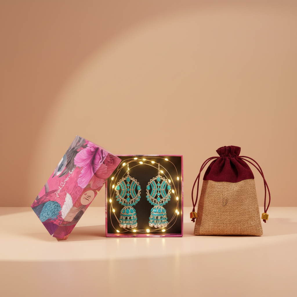 Special Combo - Maula Mere Maula Jhumka with Decorated Gift Box & Red Velvet Bag