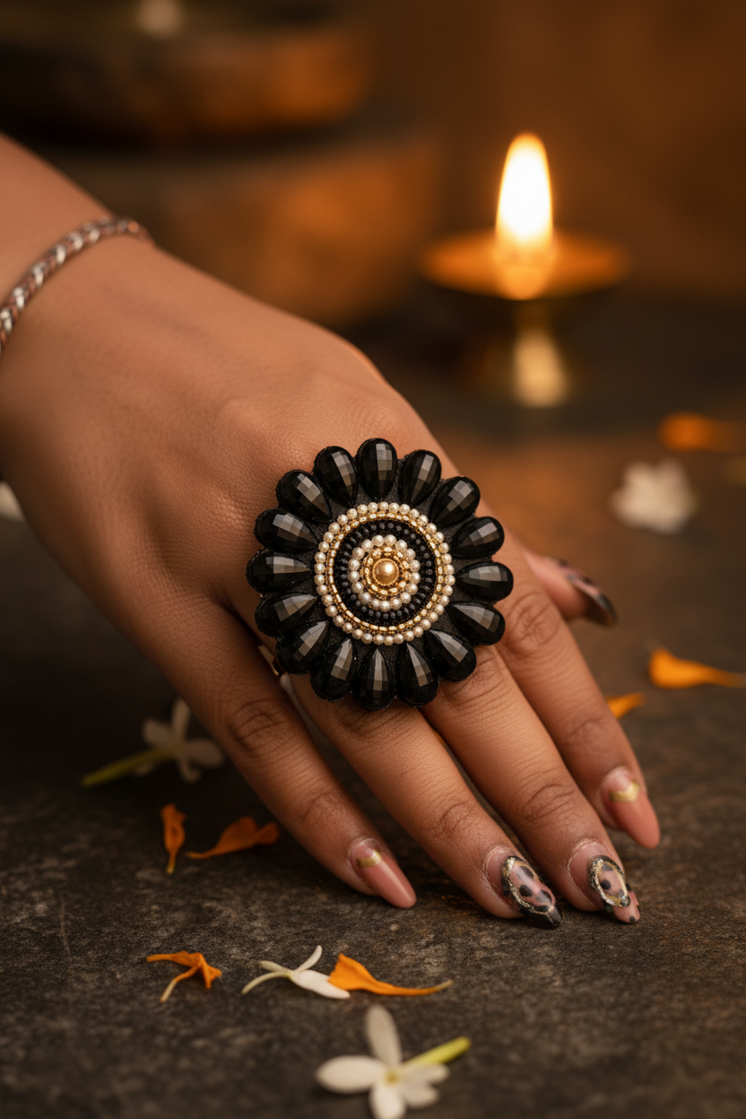 Rhinestone Sunflower Ring