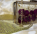 Transparent Resin Clutch Purse with Real Rose Petals & Gold Flakes