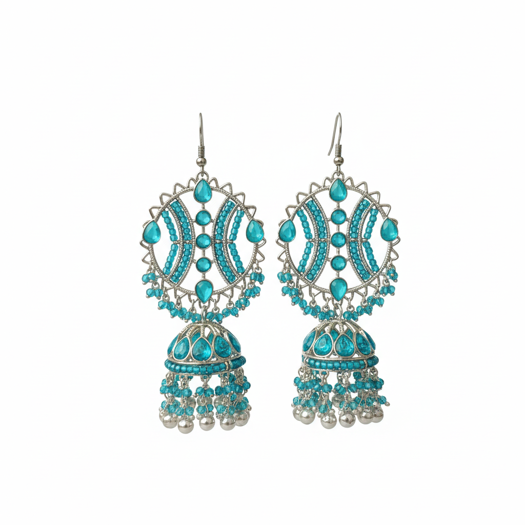 Professional studio photo of turquoise earrings